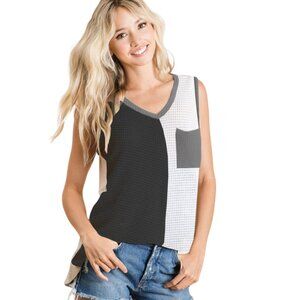 Tonal Tank in Black White + Grey